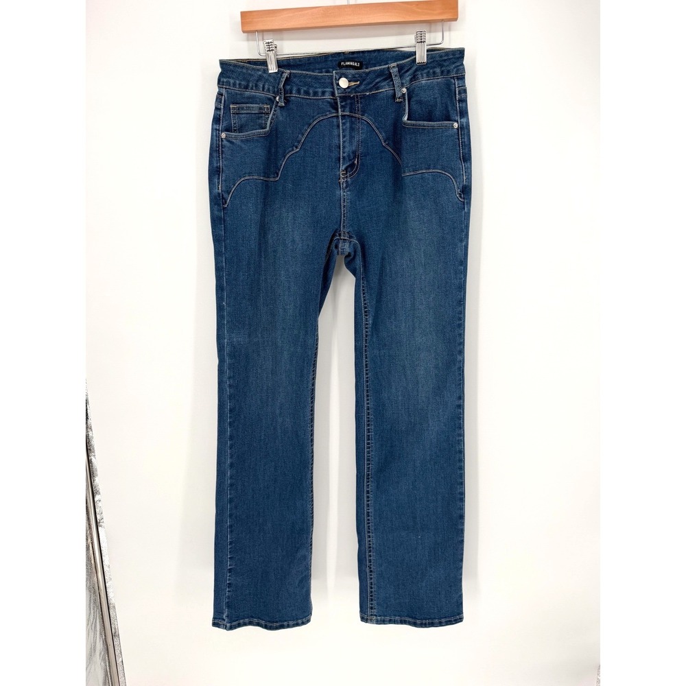 Flamingals Jeans XL Blue Western Yoke Straight Leg Denim Western Cowgirl